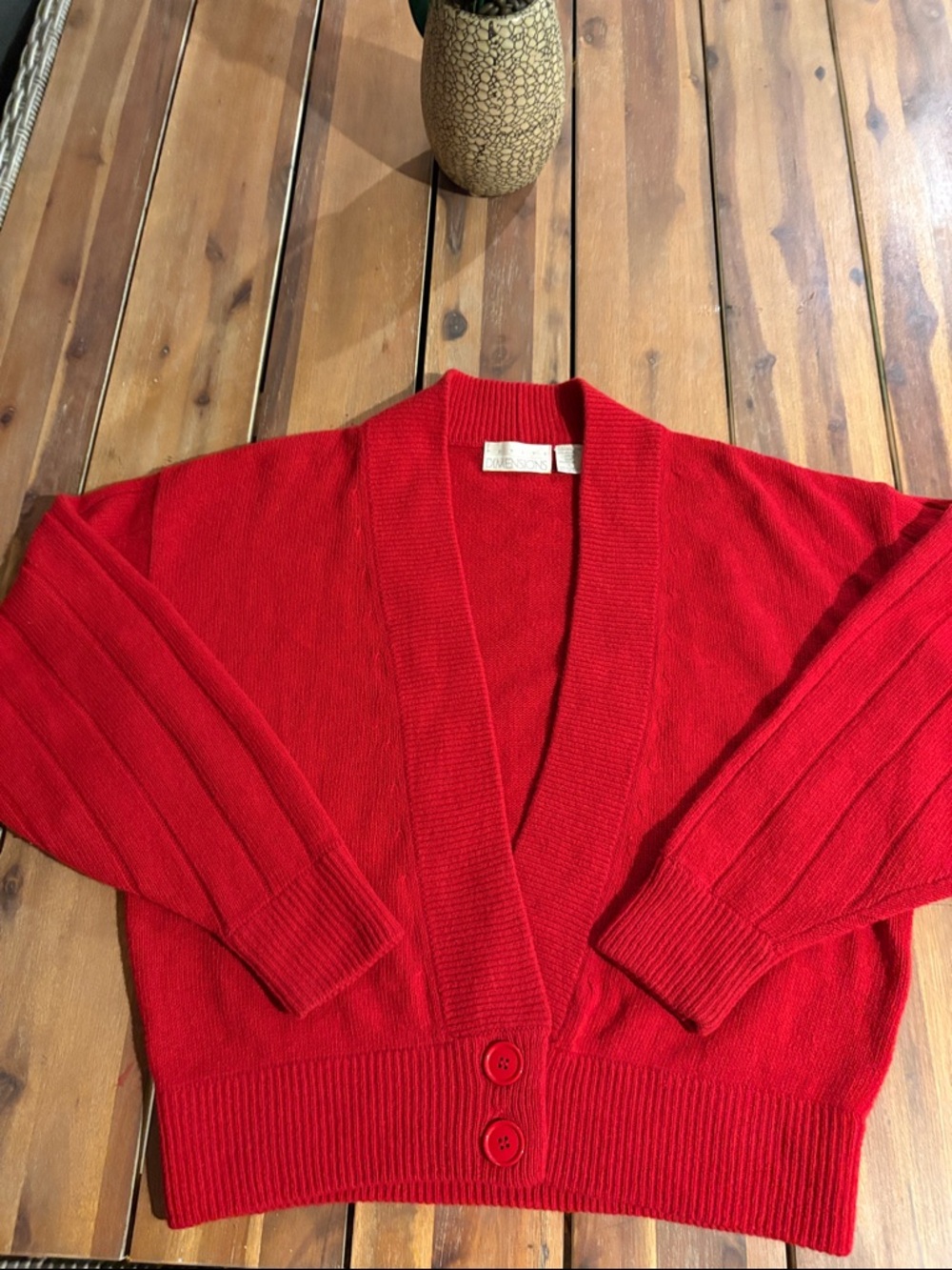 Rabbit hair and silk classic Red Button-Front Women's V-Neck Cardigan